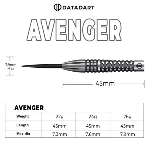 DATADART AVENGER Steeldart-Set 22, 24, 26 Gramm