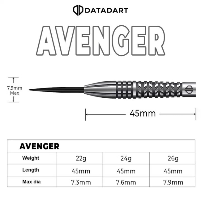DATADART AVENGER Steeldart-Set 22, 24, 26 Gramm